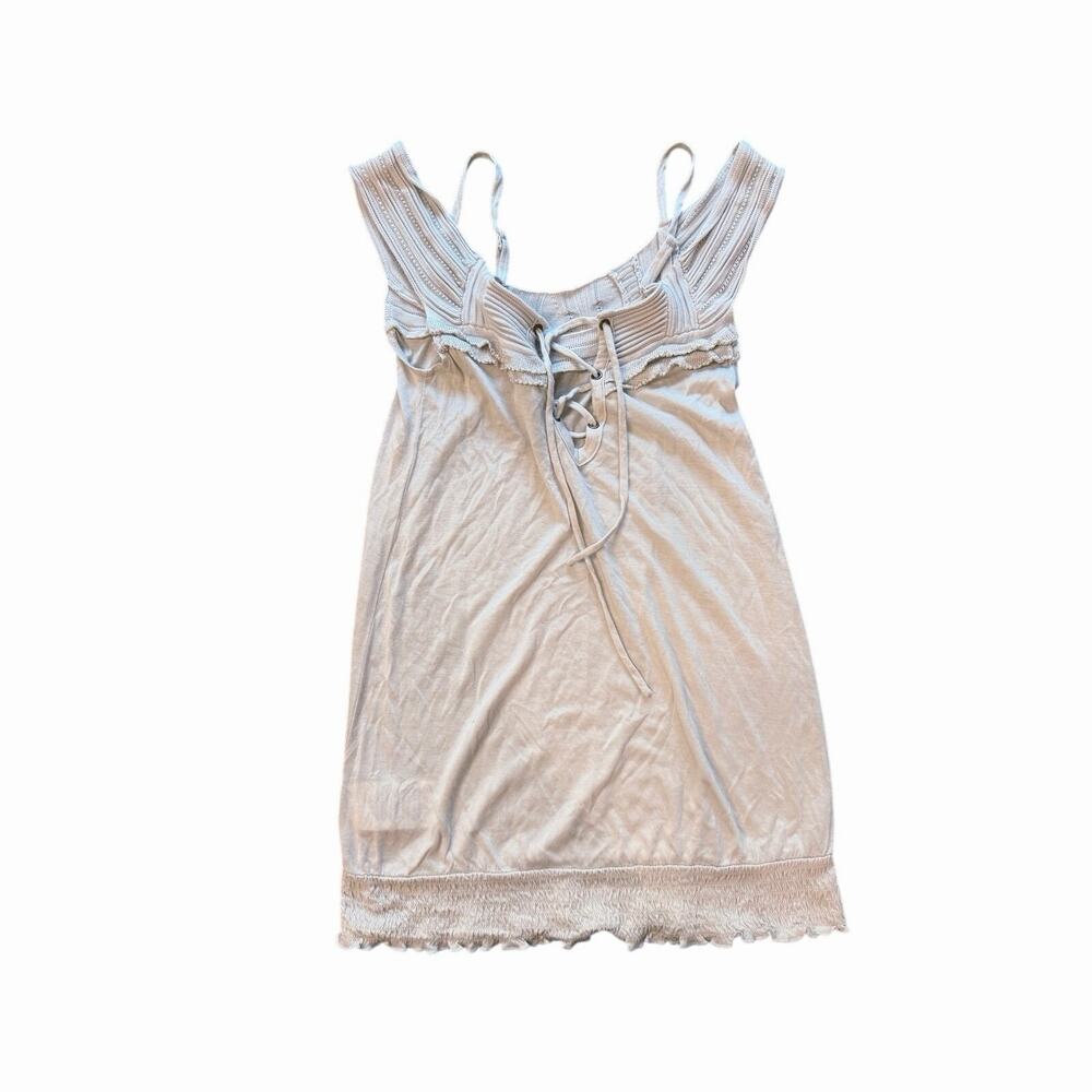 GUESS Cream Lace Up Mini Dress Size Small Y2K Boho Knit Detail